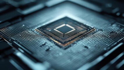 Close-up of a complex computer chip
