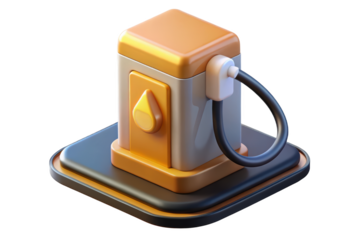 Cute isometric gas station pump icon design element 3d illustration isolated on transparent background