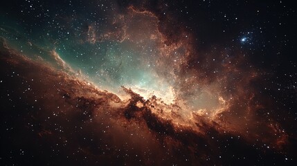 Red and orange nebula with stars, abstract fire effect in deep space, dynamic cosmic art for sci-fi designs