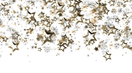 Elegant gold stars and snowflakes on white. Perfect for holidays, celebrations, and winter themes.