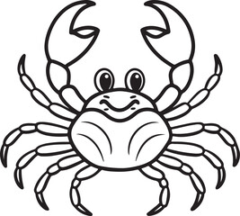 crab line art, coloring book page line art drawing, vector and illustration