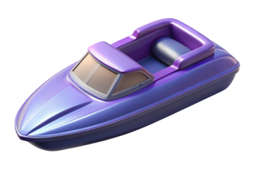 Glossy purple speedboat isolated on background 3d illustration isolated on transparent background