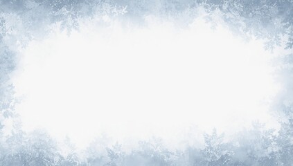Ice frost frame background. Frozen window texture layout. Clean minimal cold winter design.