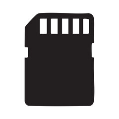Simple SD Card Silhouette Graphic Design for Digital Storage Modern Technology Media Memory Data and Transfer Electronic Device