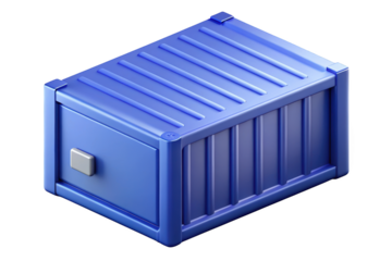 Isometric blue storage container with handle on background 3d illustration isolated on transparent background