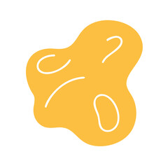Abstract Yellow Organic Blob Shape with Wavy Lines Vector Background Element