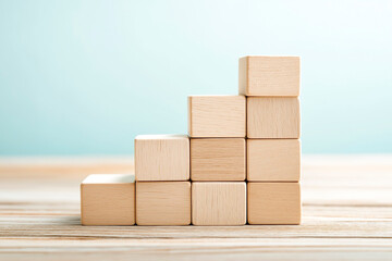 成長をイメージさせる木ブロックの階段