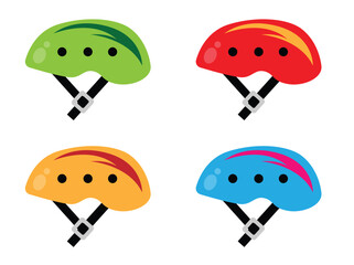 Bicycle Cycling Helmet Isolated on White Different Colors. Equipment and accessories for sports and active lifestyle