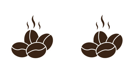 Simple illustration of steaming coffee beans with a minimalist design aesthetic
