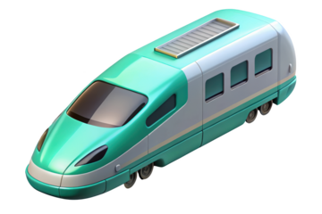 Modern green bullet train isometric view render 3d illustration isolated on transparent background