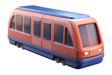 Stylized toy train commuter subway design concept urban transportation vehicle 3d illustration isolated on transparent background