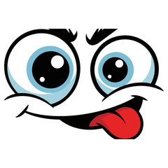 Cartoon Face with Tongue Sticking Out and Googly Eyes.
