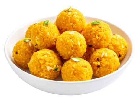 Indian ladoo sweet balls for Diwali Holi Eid Raksha Bandhan and festive celebrations isolated on transparent background