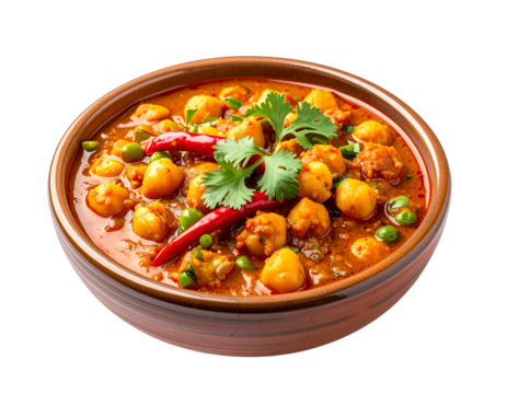 Indian chole curry chickpeas masala for Diwali Eid Holi and festive celebrations isolated on transparent background