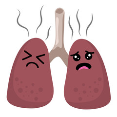 Illustration of Unhealthy Lungs with Smoke