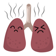Illustration of Unhealthy Lungs with Smoke