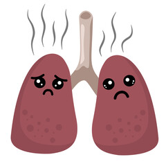 Illustration of Unhealthy Lungs with Smoke