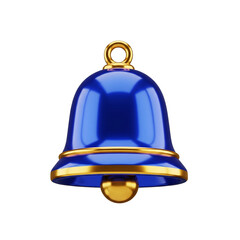 Shiny blue and gold bell icon symbolizing notification alerts, success, or celebration with a clean, modern aesthetic