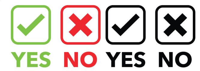 Yes and No Icons Set – Like Dislike, Thumb Up Down, Approve Deny, Agree Disagree Vector Symbols.