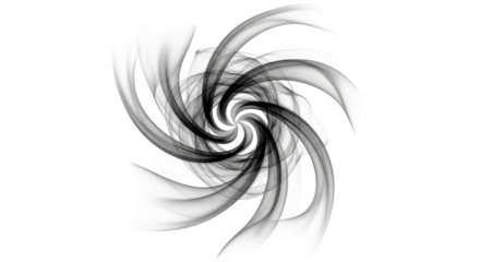 Black Abstract Smoke Spiral Swirl Vortex Effect Isolated Graphic Element
