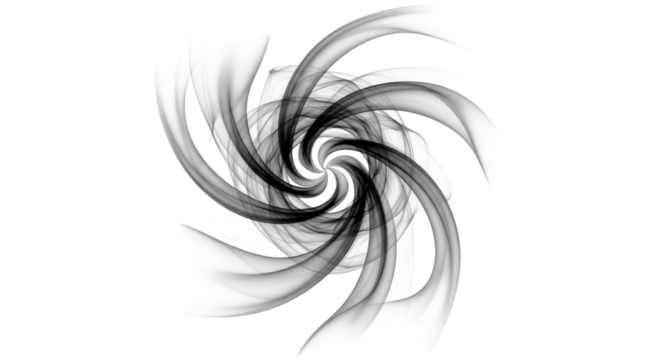 Black Abstract Smoke Spiral Swirl Vortex Effect Isolated Graphic Element