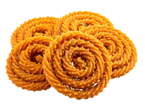 Indian murukku crispy snack for Diwali Holi and Navratri festive celebrations isolated on transparent background
