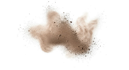 Exploding dirt or sand dust cloud isolated PNG with Transparent Background