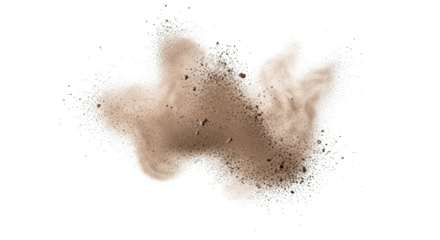Exploding dirt or sand dust cloud isolated PNG with Transparent Background