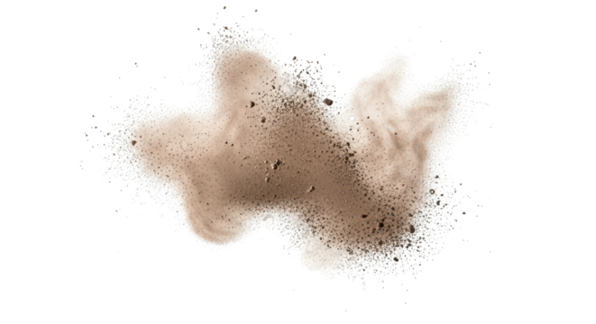 Exploding dirt or sand dust cloud isolated PNG with Transparent Background