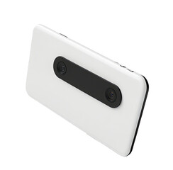 Fototapeta premium White smartphone dual camera 3D scan studio background