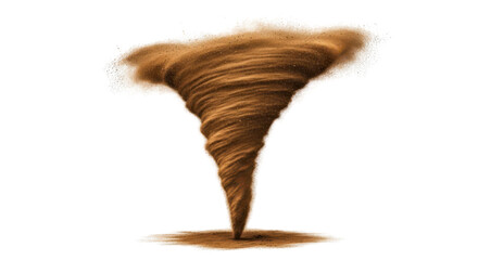Realistic Brown Sand Dust Tornado or Whirlwind Graphic Element Isolated on White