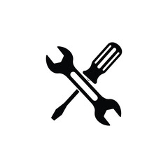 Wrench and screwdriver tool crossed spanner and screwdriver icon repair and maintenance equipment symbol