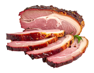 Indian tandoori lamb leg roasted meat for Eid and festive celebrations isolated on transparent background