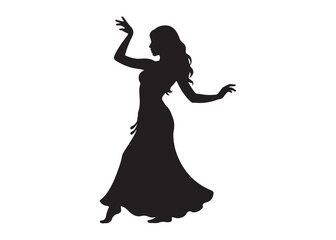 belly dance logo silhouette vector, belly dancer silhouette logo illustration design, silhouette woman oriental dancer, arabic traditional belly dance logo silhouettes vector on white background