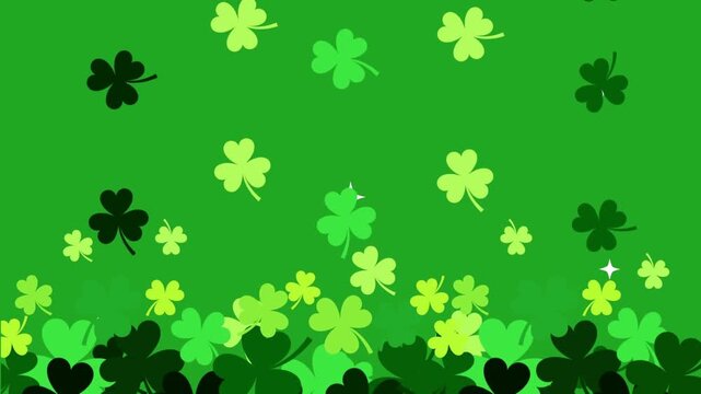 Patrick Day background with shamrock leaf pattern falling motion design. Animated st patrick festive