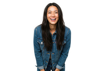 Beautiful woman smiling and laughing isolated on transparent background