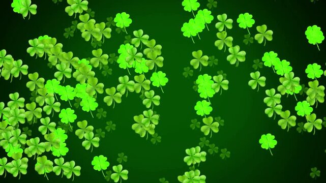 Patrick Day background with shamrock leaf pattern falling motion design. Animated st patrick festive