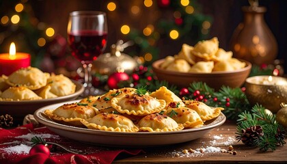 Golden Brown Pierogis Festive Holiday Meal