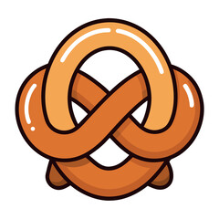 Cartoon Pretzel Vector Illustration, Bakery Snack Icon in Flat Style On White Background