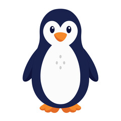 Cute Cartoon Penguin Vector Illustration,  Arctic Animal Character in Flat Style On White Background
