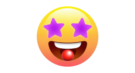 Star eyes emoji with clown nose isolated on transparent background