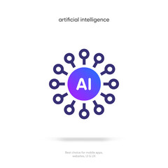 Generate AI button symbol. Artificial intelligence sign button. Machine learning generator and generate text and image press button prompt. Magic stars symbol. Chat brain assistant