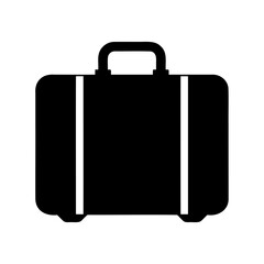 Simple graphic of a black suitcase with a black handle isolated