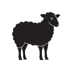 Sheep Silhouette Vector Illustration, Farm Animal Icon for Agriculture and Livestock Design On White Background
