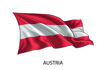 Austria national flag waving in the wind illustration