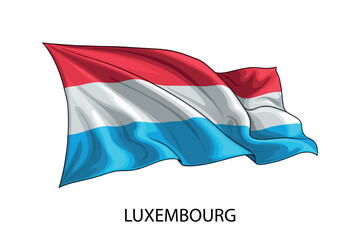 Luxembourg national flag waving in the wind illustration
