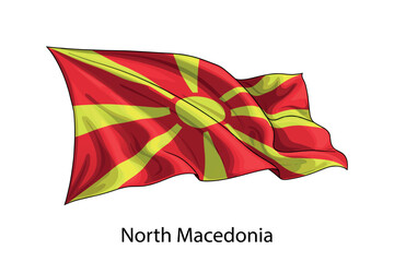 North Macedonia national flag waving in the wind illustration