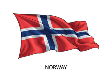 Norway national flag waving in the wind illustration