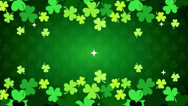 Patrick Day background with shamrock leaf pattern falling motion design. Animated st patrick festive