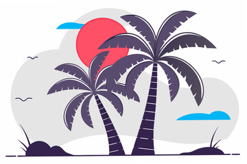 tropical island with palm trees